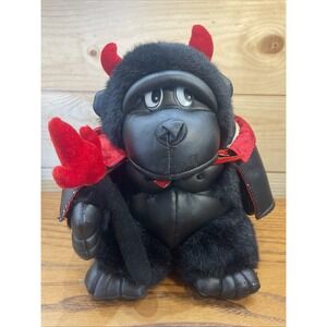 Gorilla Black Faux Leather Plush with Red Devil Costume